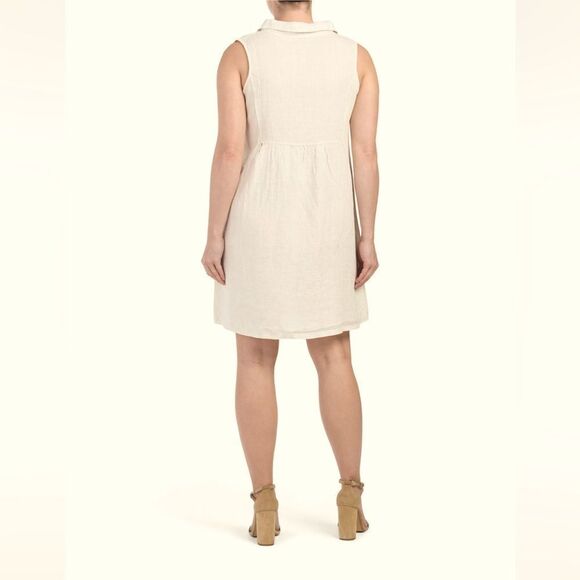Terzo Millennio Sand Linen Made in Italy Shift Dress - Picture 3 of 9